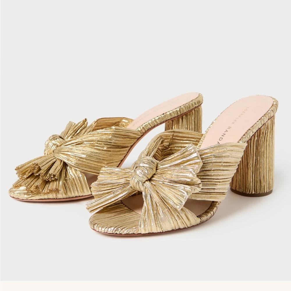 Loeffler Randall ⭐️NWT⭐️ size 7.5 Gold Women's Penny knotted mule - Picture 8 of 10